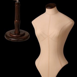 Buste femme lingerie ecrue avec manchon et base bois marron