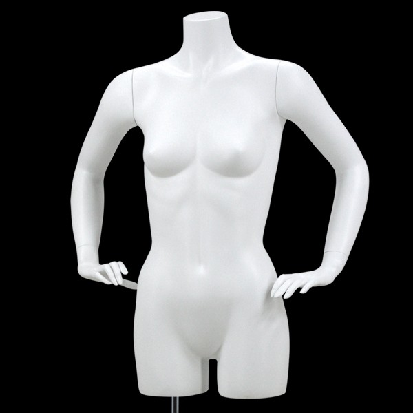 Buste femme blanc avec bras et base chromee rectangulaire
