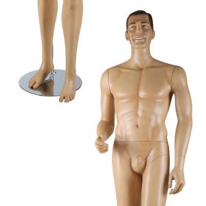 Mannequin homme fibre de verre peinte et maquillee style retro