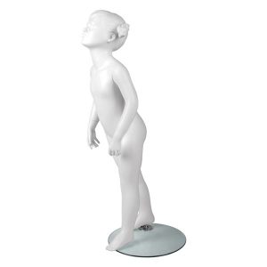 Mannequin fillette de 4 ans avec tete, blanc en fibre de verre
